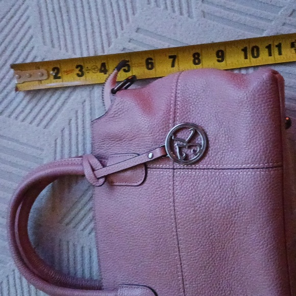 Pink Pastel MAKE ME ANY OFFER Leather Handbag with Katee Logo Charm Silvertone - Picture 13 of 14